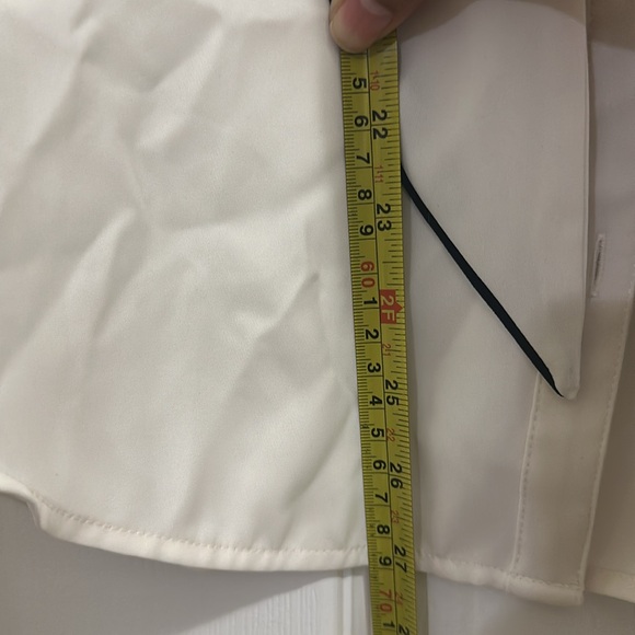 100% Poly Ann Taylor button down holiday blouse. Front bow - Picture 10 of 10